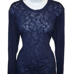 Orange Standard Sheer Floral XL Long Sleeve Shirt